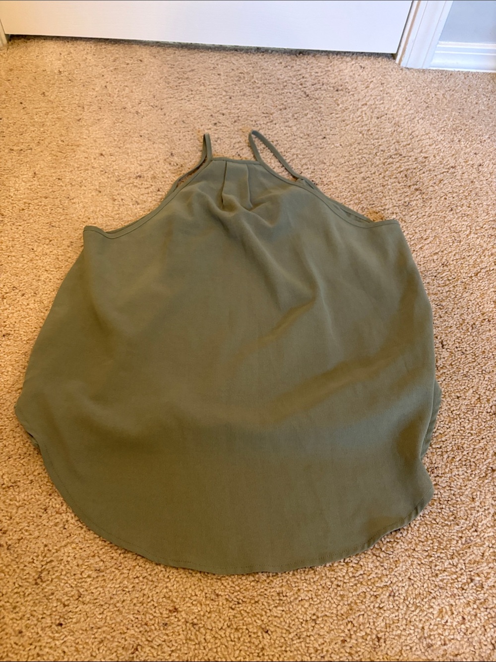 SHEIN Olive Green Draped V-Neck Cami with Slim Straps - Picture 2 of 5